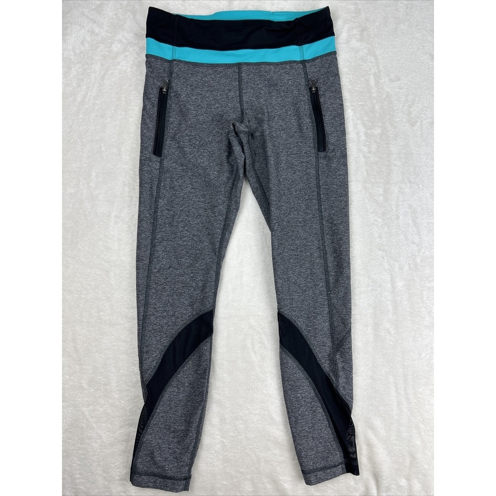 Lululemon Inspire Tight II Mesh Heathered Black Grey Blue Leggings Size 6
